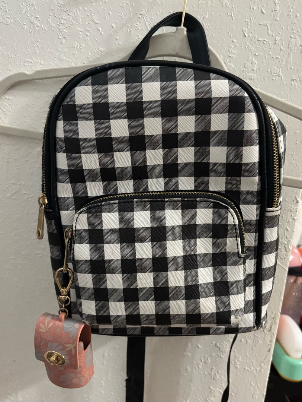 Claire's checkered mini backpack